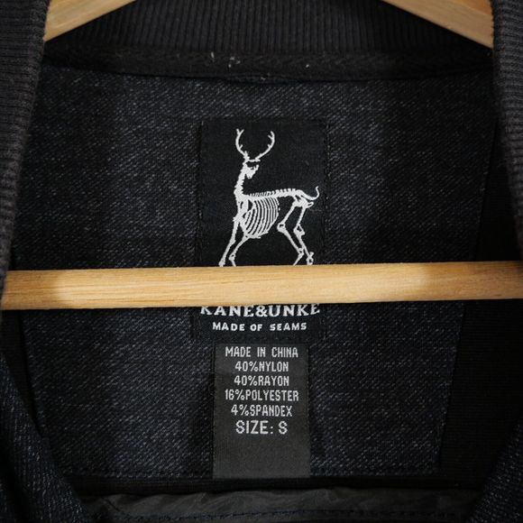 Kane & Unke Men's Bomber Style Jacket Nylon Blend Dark Gray / Black Size S - Picture 13 of 15